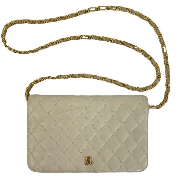 Jay Herbert New York Vintage Quilted Purse with Gold-Tone Chain Strap Cream - Picture 1 of 10